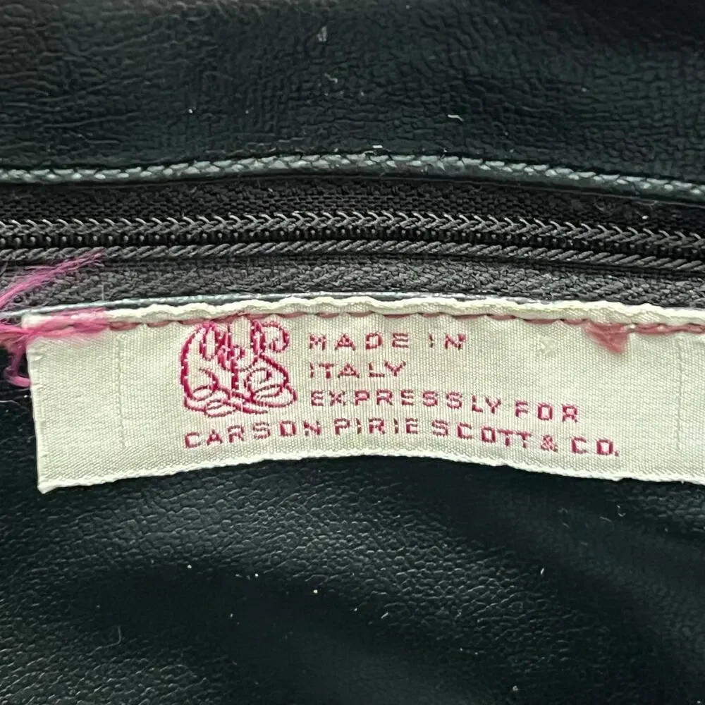 Vintage Italian Leather Shell Clutch Made in Italy for Carson Pirie Scott & Co.